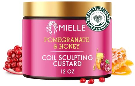 Mielle Organics Custard Granatapfel & Honey Curling Custard, 340 ml | Typ 4 Lockencreme, Coil Sculpting Custard, Frizz Control, Hydration, Lockendefinition