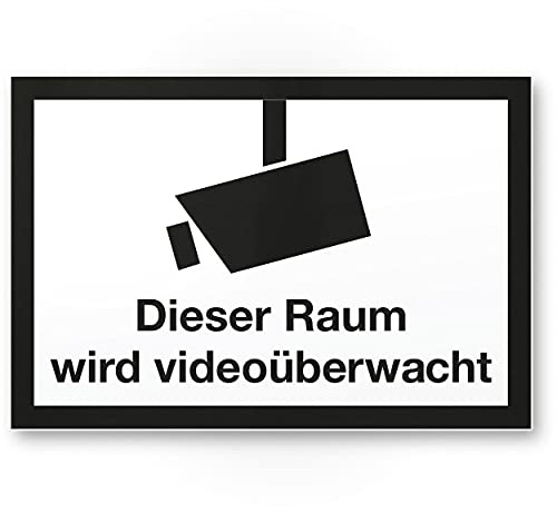 Komma Security Raum videoüberwacht Schild 30 x 20 cm - Achtung Vorsicht Videoüberwachung - Hinweis Hinweisschild Videoüberwacht - Warnschild Warnhinweis