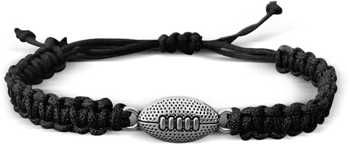 Sportybella - Adjustable Paracord Bracelet Unisex Black Football Charm Bracelet