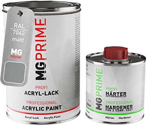 RAL 7042 Gris signalisation A/Traffic grey A mat peinture acrylique 1,5 Litres / 1500 ml durcisseur inclus