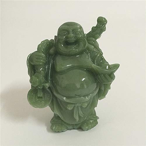 QWERTOUY Lucky Laughing Buddha Statue Skulptur Künstliche Jade Stein Dekoration Feng Shui Geld Maitreya Buddha Statuen Figuren