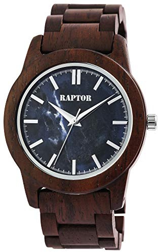 Raptor Herren-Uhr Holzuhr Natur Faltschließe Analog Quarz RA20323 (braun/Leadwood)