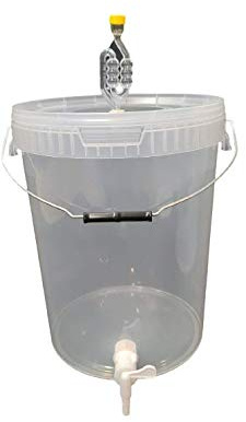 sil2018 Recipiente completo de fermentación de 25 litros – Set: fermentador con tubo de fermentación y goma de sellado y grifo de plástico, cubo para cerveza o vino con mango, transparente