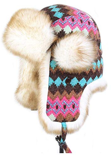 Insun Unisex Russische Mütze Ushanka Gestrickt Fliegermütze | Winddicht Warme Trappermütze Herren Damen Kinder, Kunstfell Fellmütze mit Ohrenklappen für Outdoor Kaltes Wetter