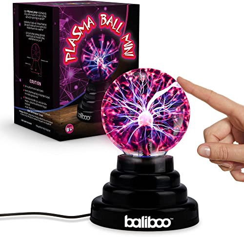 BALIBOO 3 Mini Plasma Ball Light – Touch Activated Lightning Globe – USB and Battery Powered Plasma Globe Lamp – Interactive Science Static Electricity Ball, Easter Basket Stuffers