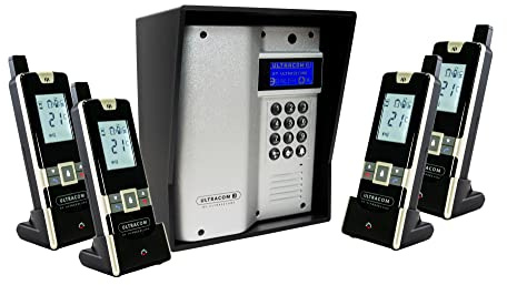 UltraCOM3 - Four Apartment Wireless Intercom - Battery or DC - Silver Caller Station & Black Hood