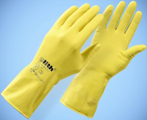 Ulith - Guantes de látex reutilizables para el hogar, forro de algodón (M)