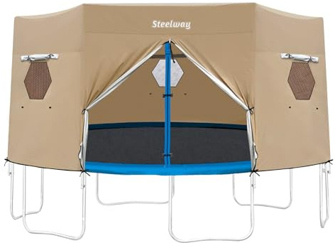 Steelway 16FT Trampoline Tent Cover for Straight Pole Round Trampoline with 6 W-Shape Legs
