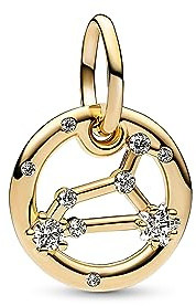 PANDORA Moments - Charm pendenti segno zodiacale, placcati in oro 14k, con pietre di zirconia cubica incolori