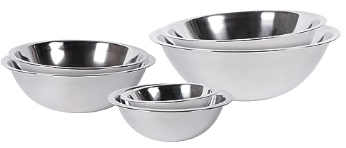 Argon Tableware 6 Piece Mixing Bowl Set - 6 Sizes - Stainless Steel Kitchen Nesting Baking Dishes Deep Salad Bowl for Cooking, Baking, Picnic Snacks