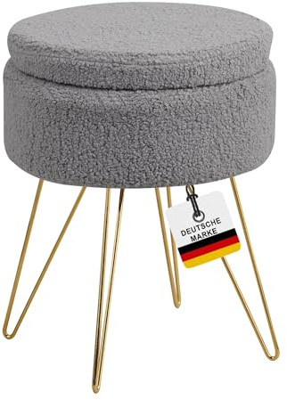ALBATROS Hocker mit Stauraum Cannes – Sitzhocker mit Stauraum, Modernes Design, Edler Sherpa-Bezug – Sitztruhe oder Sitzbank mit Stauraum – optimal als Fußhocker oder Hocker Schminktisch, Grau