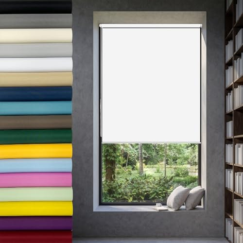 Doppelrollo Klemmfix ohne Bohren 55 x 60 cm Seitenzugrollo Easyfix, Duo Doppelrollo, Fensterrollo Sonnenschutz Blickdicht Sichtschutz für innen Wandmontage, Weiß