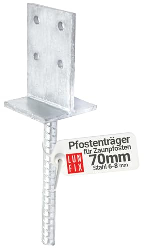 LUN FIX Pfostenträger T-Form Zum Einbetonieren 70x130 mm 200 mm 1 Stk | Feuerverzinkt, Pfostenanker, Stützenfuß, Betonanker, Korrosionsbeständig, Zaunpfosten Und Holzpfosten