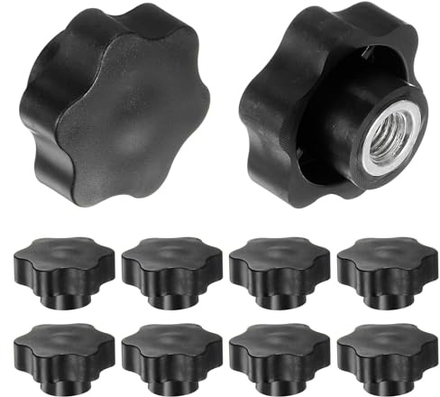 QUARKZMAN 10 Stück Sterngriffmutter M12 x 48mm Flügelmuttern mit Gewinde, Rändelmutter Handgriff Klemmmutter 48mm Spannknopf für Industrie Werkzeugmaschinen Geräte Fitnessgeräte, Schwarz