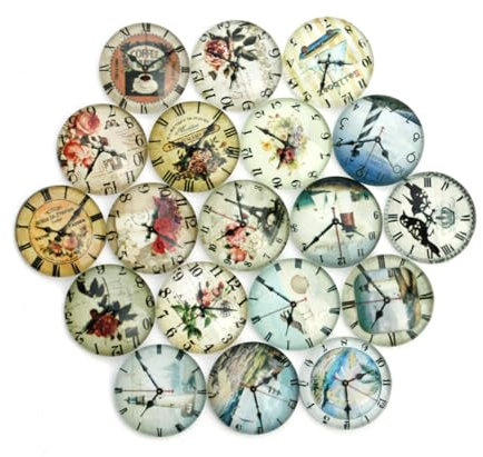 NUOBESTY 20St Uhren-Cabochons Fotomosaikfliesen Scrapbook-Verzierungen befleckt Zementtopf Scrapbooking-Verzierungen schmuck Glas Zubehör Keramikfliesen