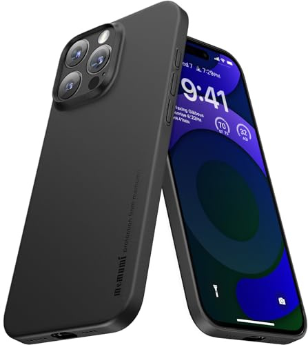 memumi 0.3mm Ultra Slim Case for iPhone 16 Pro Max, Matte Finish Case with Full Camera Protection, Anti-Scratch and Fingerprint Resistant Cover, Support Wireless Charging Black