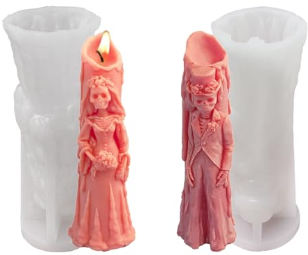 TREABEAR 2 moldes de silicona para decoración de calaveras, moldes de silicona para fundir, molde de silicona para velas, velas de Halloween, molde de silicona, para otoño