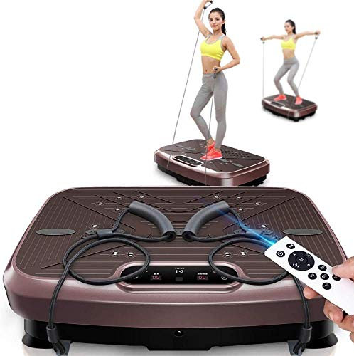 Plaque vibrante Massage pour Maison, Corps Amincissant, Professionnel du Massage Shiatsu, Moteur Silencieux Haute Puissance, télécommande Intelligente, Corde élastique, Marron