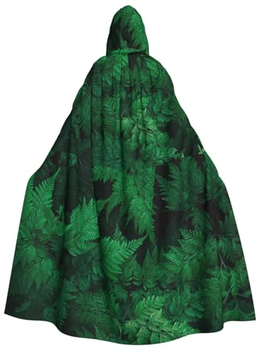 Xiso Ver Green Leave Fern Unisex Adults Halloween Costumes Cape Hooded Cosplay Costume Robe Cloak Cape
