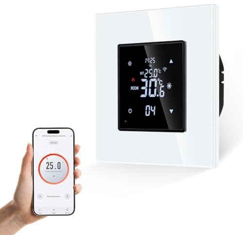 JIMEIDA Smart Thermostat WiFi 16A, kompatibel mit Alexa & Google Home weiß | Smart Thermostat, WiFi, 16A, 110-240V, Alexa, Google Assistant, App-Steuerung, programmierbar