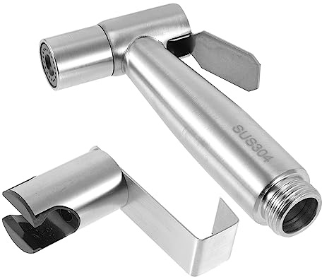 UKCOCO Kit de Douchette Bidet Portable pour Wc en Acier Inoxydable Argenté, Pulvérisateur Multi-usage Anti-rouille, pour Couches et Animaux