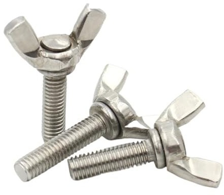 Generisch 1/2/5 Stück A2-70 304 Edelstahl M3 M4 M5 M6 M8 M10 M12 Flügelschraube Schmetterlingsschraube Rändelschrauben mit Flügelmuttern(6mm,M3 (5pcs))