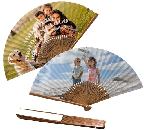 Handfächer Personalisierte Fotos Fächer Hochzeit Handfächer Bambus Sommer Gastgeschenke zur Hochzeit der Originalität Personalisierte Geschenk Faltbare Dekorative Faltfächer (Bambus)