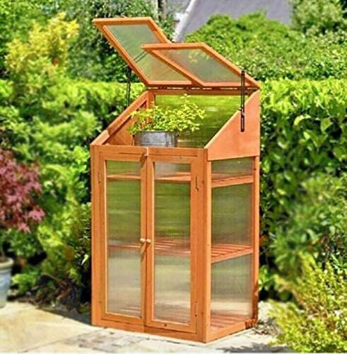 Garden Mile Invernadero grande de madera de 3 niveles para jardín, marco frío transparente resistente para exteriores, policarbonato para cultivar casa, jardín, invernadero al aire libre, flores y