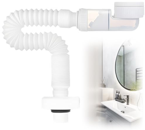 Pilyero Scarico Lavandino Bagno, Scarico Retrattile, 38-93 cm, Inodore E Salvaspazio, Compatibile Con Lavello Da Bagno, Cucina, Tubo Di Scarico Regolabile E Sostituibile