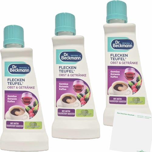 usy Bundle für Dr. Beckmann Flecken Teufel Obst & Getränke Gemüse Rotwein Kaffee 3er Pack (Wäschepulver 3x50ml Flasche) + usy Block