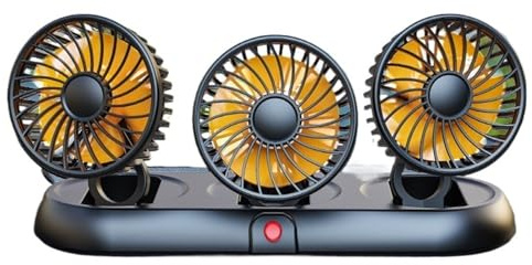 MOZbatte Ventilateur De Voiture Pliable Volodya À 3 Têtes – 3 Vitesses Réglables, Prise Allume-cigare 24 V, Refroidissement ABS Silencieux Pour Camions Et Bureaux(Black Orange (Cigarette/24v))