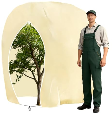 LUKIUP Protezione Invernale per Piante, 120 x 180 cm Telo per Piante Antigelo, Cappuccio Protezione Piante con Cerniera, Coulisse e Lucchetto, Tessuto Non Tessuto per Piante Resistente agli Strappi