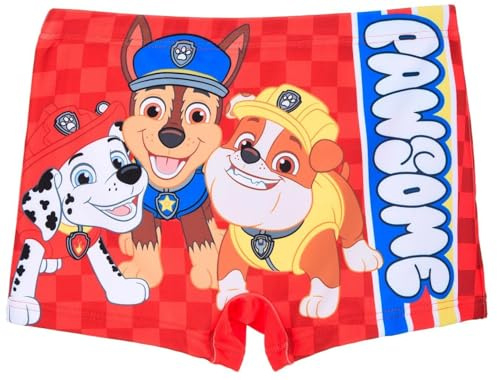 PAW PATROL Badehose Badehsort Jungen Chase Baden Größe 98-116 Schwimmhose (DE/NL/SE/PL, Numerisch, 104, Regular, Rot)