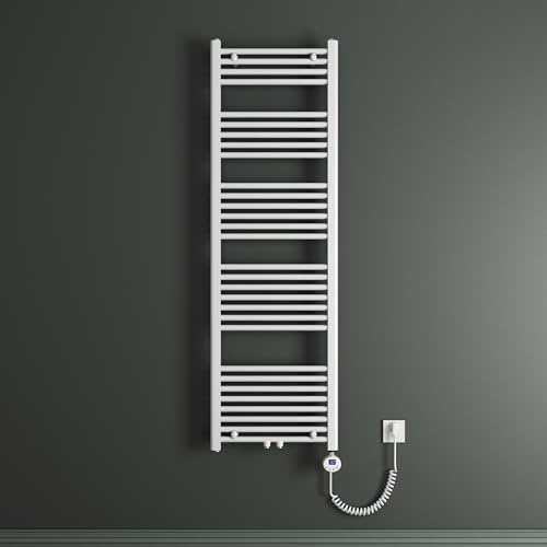 Mai & Mai Badheizkörper Handtuchheizkörper 60x160 cm Weiß | Badheizung Heizkörper bad mit Heizstab 800W, Handtuchwärmer für Strom, Röhrenheizkörper Seitenanschluss