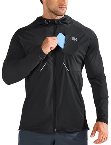 BROKIG UV Jacke Herren Leichte Trainingsjacke Sportjacke | Schnelltrocknende Laufjacke Herren, Atmungsaktives Fahrradjacke Herren Brusttasche mit Reißverschluss