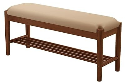 2 Tier Shoe Bench with Cushion Seat – Shoe Rack for Entryway Hallway Living Room Bedroom & Walk in Closet (Dark Color 60cm)