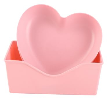 Tangxi Piatto Piano in Plastica a Forma di Cuore, Piatto da Portata, Stoviglie da per Riunioni di Feste, Facile da Pulire (5 piatti con supporto)