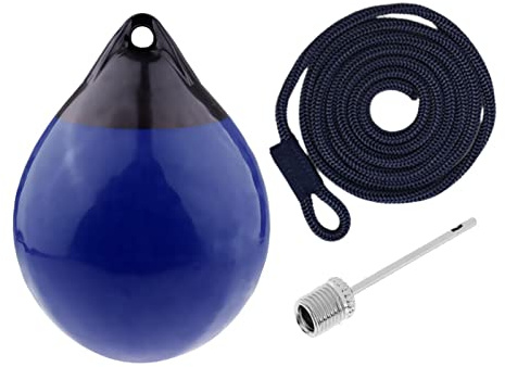 YEJBBUC Boya de anclaje para barco con borde de muelle para yates, veleros, barcos de remo, azul con cuerda negra, bola azul, 10 mm de diámetro x 2 m de largo