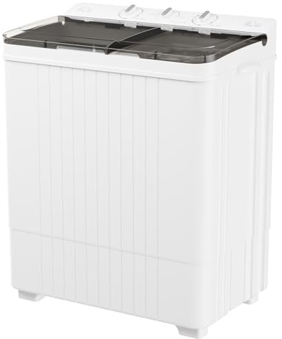 Omelaza Portable Washing Machine, Twin Tub 28 Lbs Capacity Laundry, Mini Compact Washer and Spin Dryer Combo with Spin Cycle for Home, RVs, Apartment, Grey