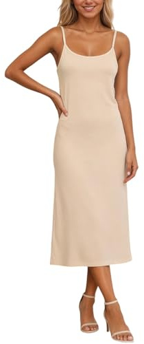 Women's Full Slips Soft Under Dress Slip Petticoat Ladies Long Nightdress Basic Underskirt for Women with Adjustable Straps White Slip Dress