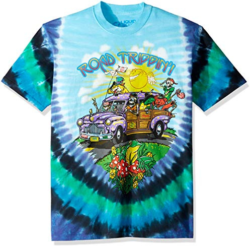Liquid Blue unisex adult Road Trippin' Short Sleeve T-shirt T Shirt, Tie Dye, Large US