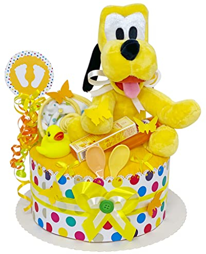 MomsStory - Windeltorte neutral | Windelgeschenk | Baby-Geschenk zur Geburt Taufe Babyshower | 1 Stöckig (Gelb) Geburtsgeschenk
