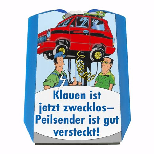 speecheese Klauen ist zwecklos Parkscheibe mit lustigem Comic und 2 Einkaufswagenchips für einen Autoschrauber oder Autofan Geschenk Überraschung StVO konform