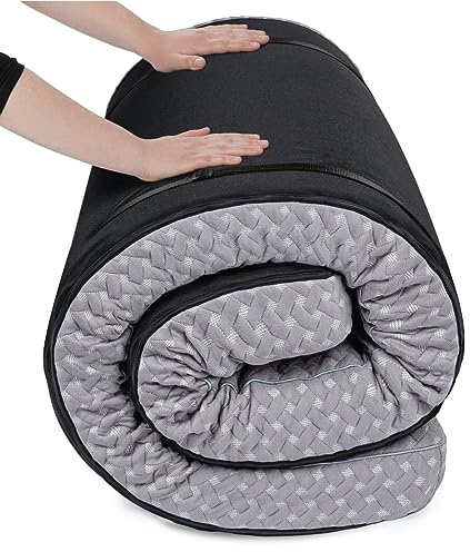 Milliard Camping Mattress, Portable Memory Foam Roll Up Floor Mat/Pad for Travel or Home with Washable and Waterproof Cover + Free Carry Case Included (Twin Size - 75x36x3)