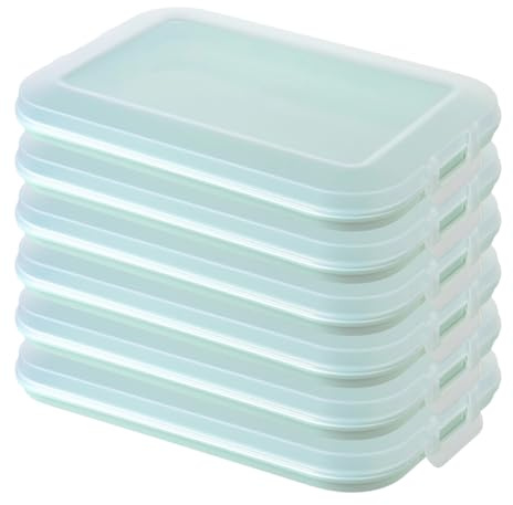 Engelland 6er Set Aufschnitt-Dosen mit integrierter Servierplatte, Frischhaltedose, Aufbewahrungsbox, Lebensmittelbehälter, Aufschnitt-Box, stapelbar, BPA-frei, Küchenbedarf, Kunststoff, Mint