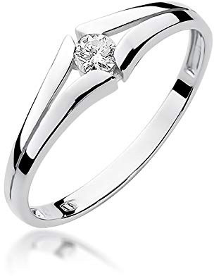 MARKO Weißgold Damen Ring Verlobungsring aus Gold mit 0,08 Karat Diamant - 14 Karat Gold (585) - Goldring für Frauen