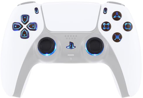 eXtremeRate Multicolore Tasti Luminosi per ps5 Controller BDM-030/040/050,D-Pad Levette Analogiche Pulsanti DTF V3 LED Kit Ricambio per ps5 Joystick(Senza Controller)-Venatura del Legno