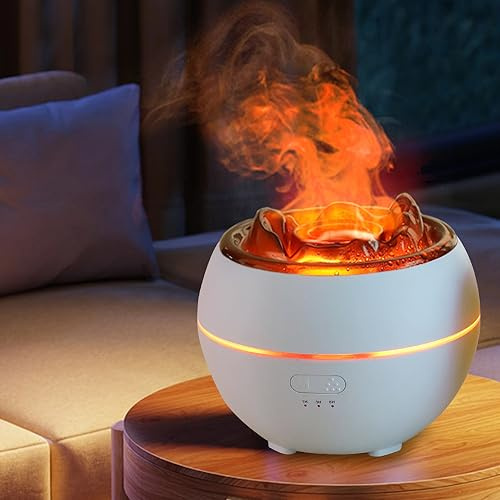 Diffuser Ätherische Öle,Flamme Aromatherapie Diffusor, 360ml Aroma Diffuser, Ätherisches Öl Diffusor für Home Schlafzimmer (Weiß)