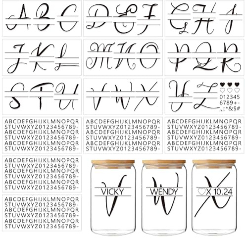 GOMAKERER 14 Blatt UV DTF Cup Wrap Aufkleber Buchstaben A~Z UV DTF Becherfolie Für 16 Unzen Glas Schwarze Buchstabenaufkleber Alphabet Transferaufkleber Auf UV DTF Für DIY Glasbecher Holzhandwerk
