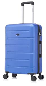 Aerostar 24 Medium Suitcase Super Lightweight 4 Wheel Dual Spinner ABS Hard Shell Check in Luggage with Integrated Combination Lock for 15 to 20kg (Royal Blue, 75 Litre)
